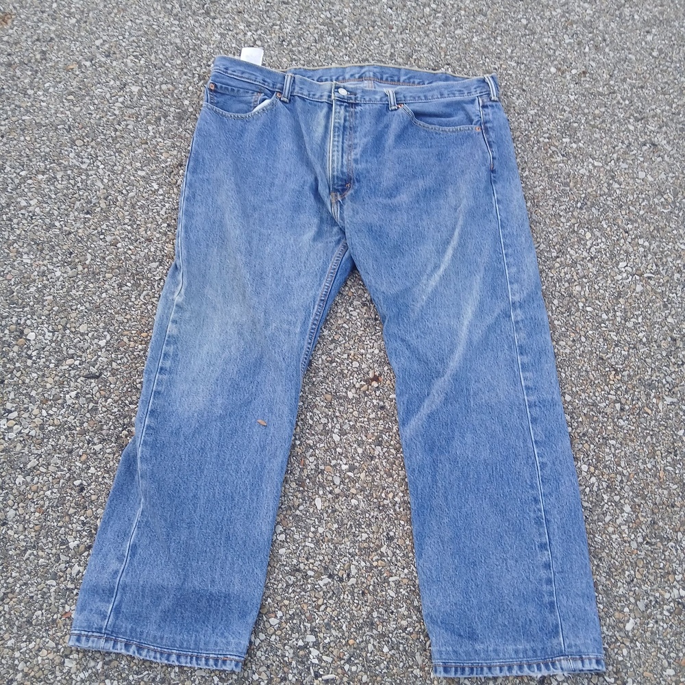 Levis 505 Jeans Mens 42x30 Blue Regular Fit Straight Leg Denim Pants Classic
